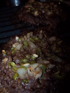 hamburger onion green pepper