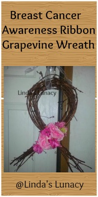 Breast Cancer Awareness Ribbon Grapevine Wreath
