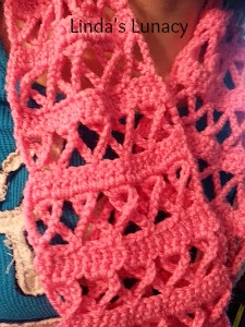 Croched Breast Cancer Awareness Ribbon Scarf