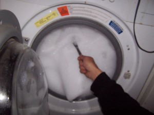 soap suds in washing machine