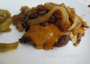 hamburger patty carmelized onions