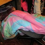 student under desk