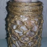 fishnet wrapped mason jar