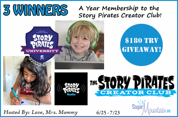 3 WINNERS! 1 Year Subscription to Story Pirates Creator Club Giveaway!! $180 TRV!