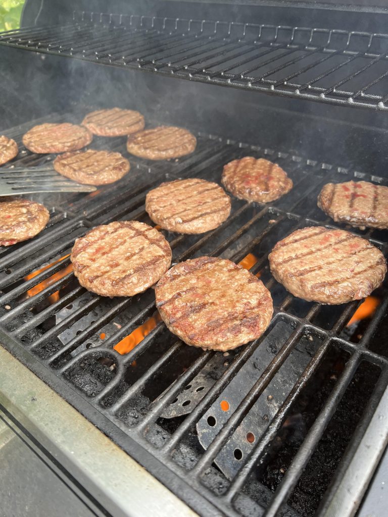 hamburgers on grill