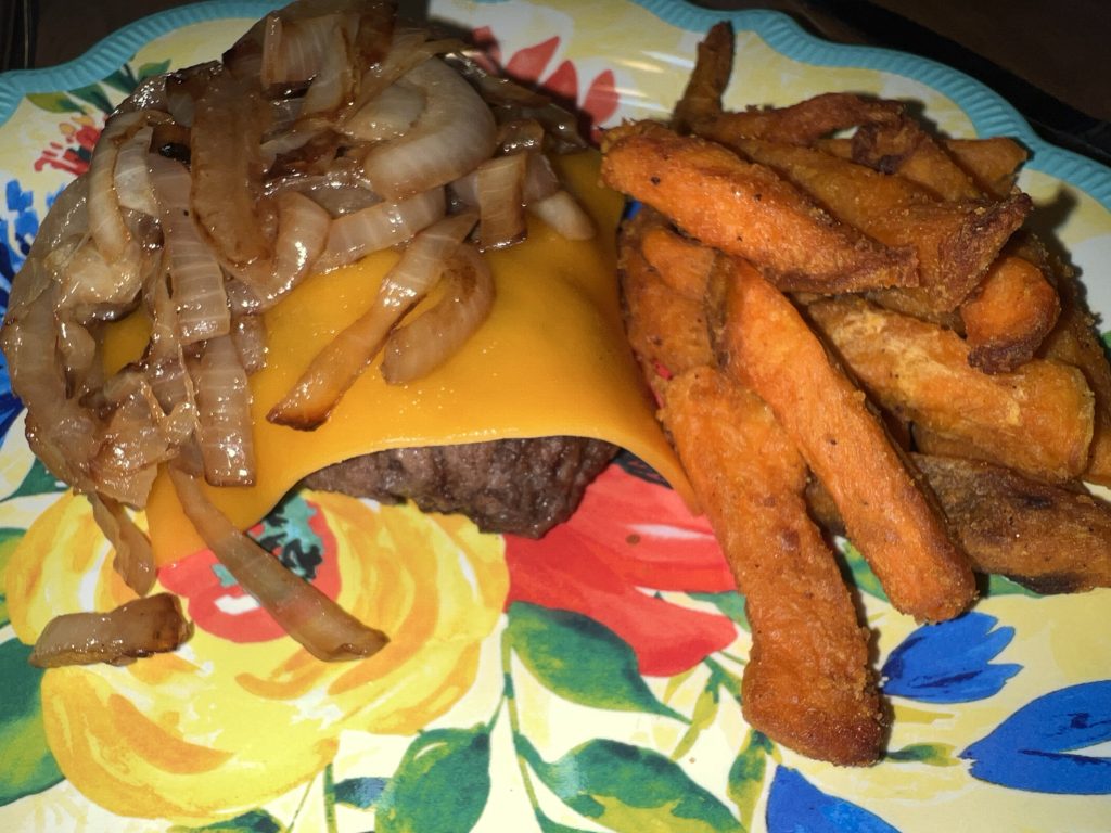 cheeseburger sweet potato fries