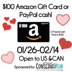 $100 Amazon Gift Card or Paypal Cash Giveaway